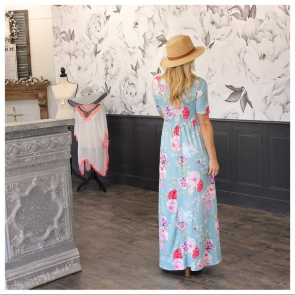 LAST ONE! Mint Floral Maxi Dress - Picture 2 of 2